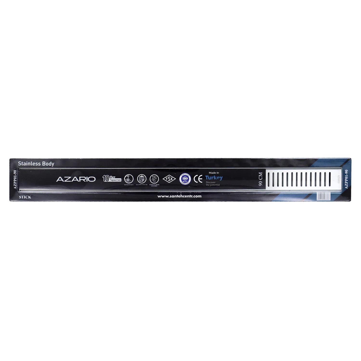 Душевой лоток AZARIO STICK 900 мм, боковой слив D40, пластиковый, решетка из нержавеющей стали (AZCP11-90 Stick) — фото №5