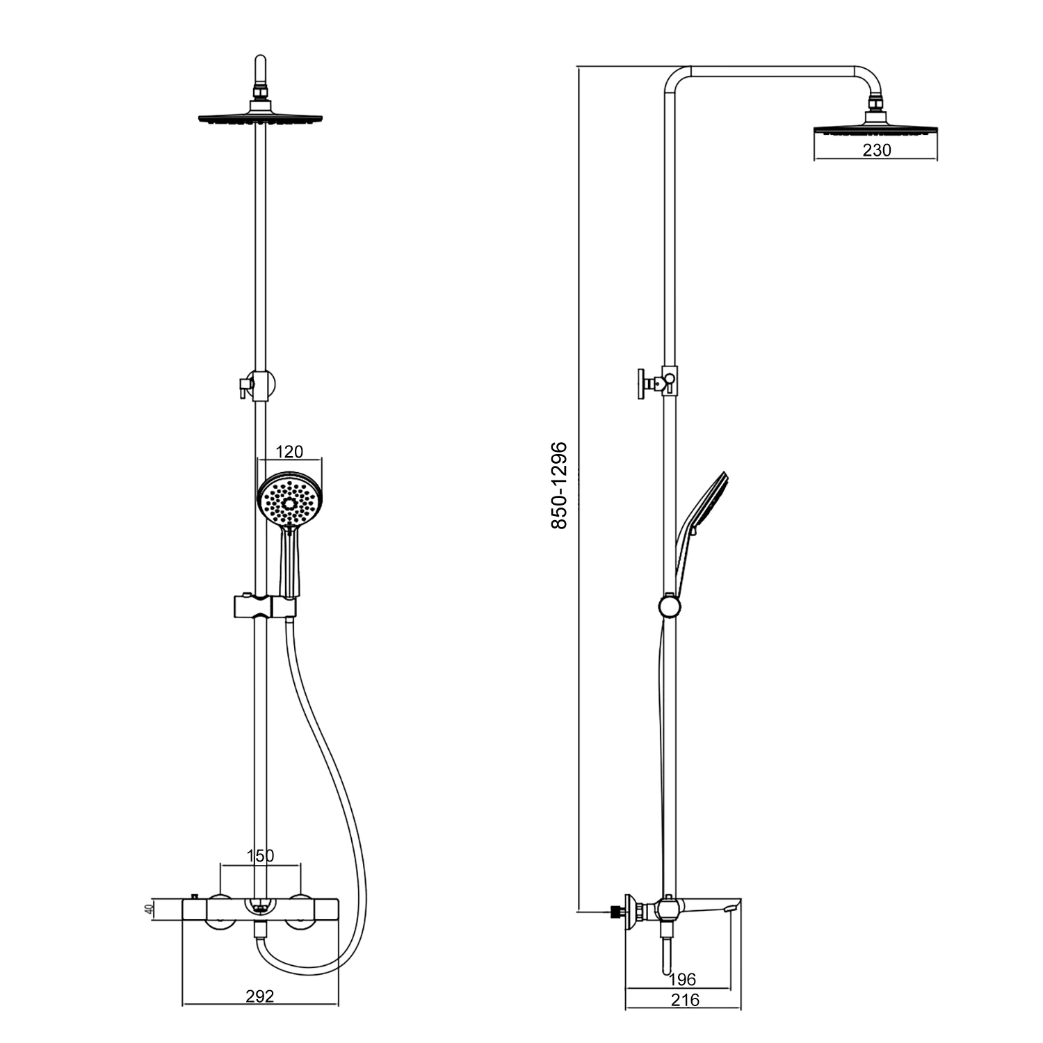 Душевая система Azario GALAXY термостатический картридж, хром (AZ-67B47EV1-1DC1J19A-ZH3394A-HB1153C) — фото №2