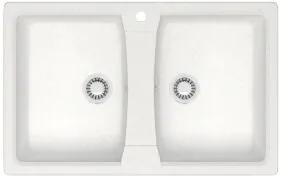 Кухонная мойка AZARIO Elmas 780х500х190 двойная, искусственный мрамор, цвет белый (CS00078329)
