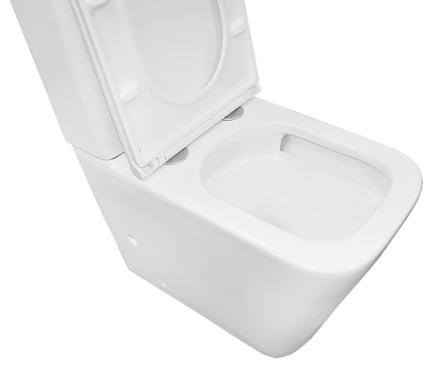 Унитаз-компакт Azario Quadro 605x340x810 напольный, смыв «Торнадо», безободковый с сидением микролифт и арматурой, белый (AZ-2175 UQ1) — фото №4
