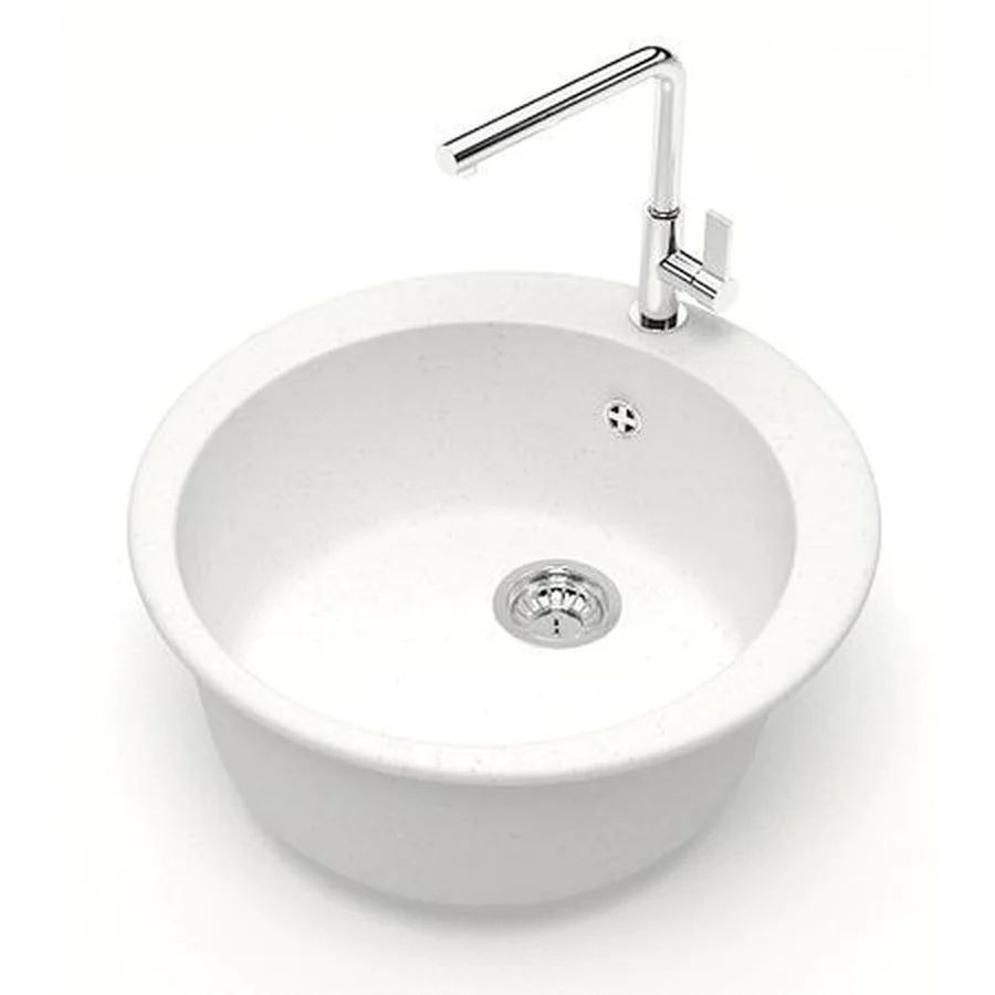 Кухонная мойка AZARIO Vital 507x507x200 искусственный мрамор, цвет Белый (CS00078342) — фото №2