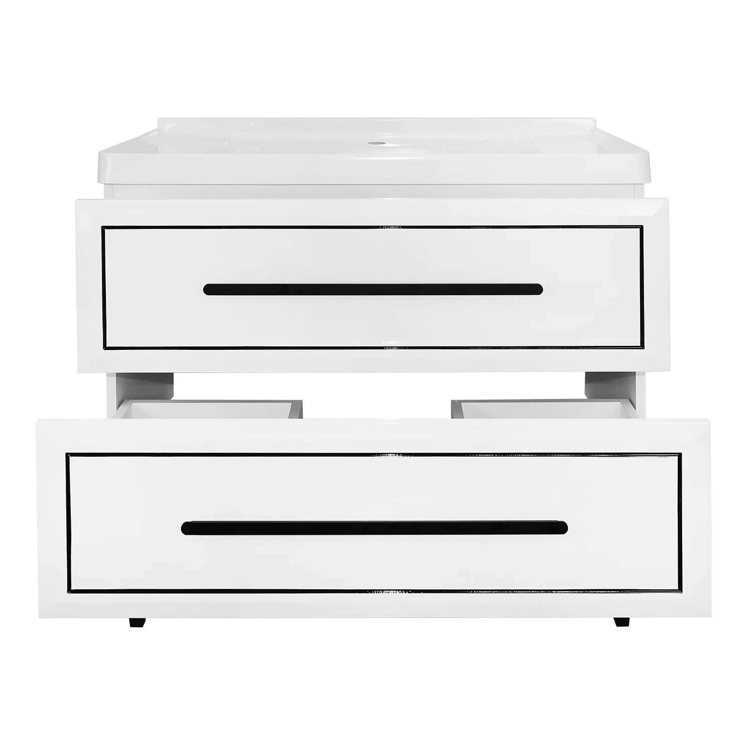 Комплект Тумба Azario VEGA 90/2Н 900х500х880 напольная, с раковиной VEGA 90, белый глянец/черный (CS00096976) — фото №4