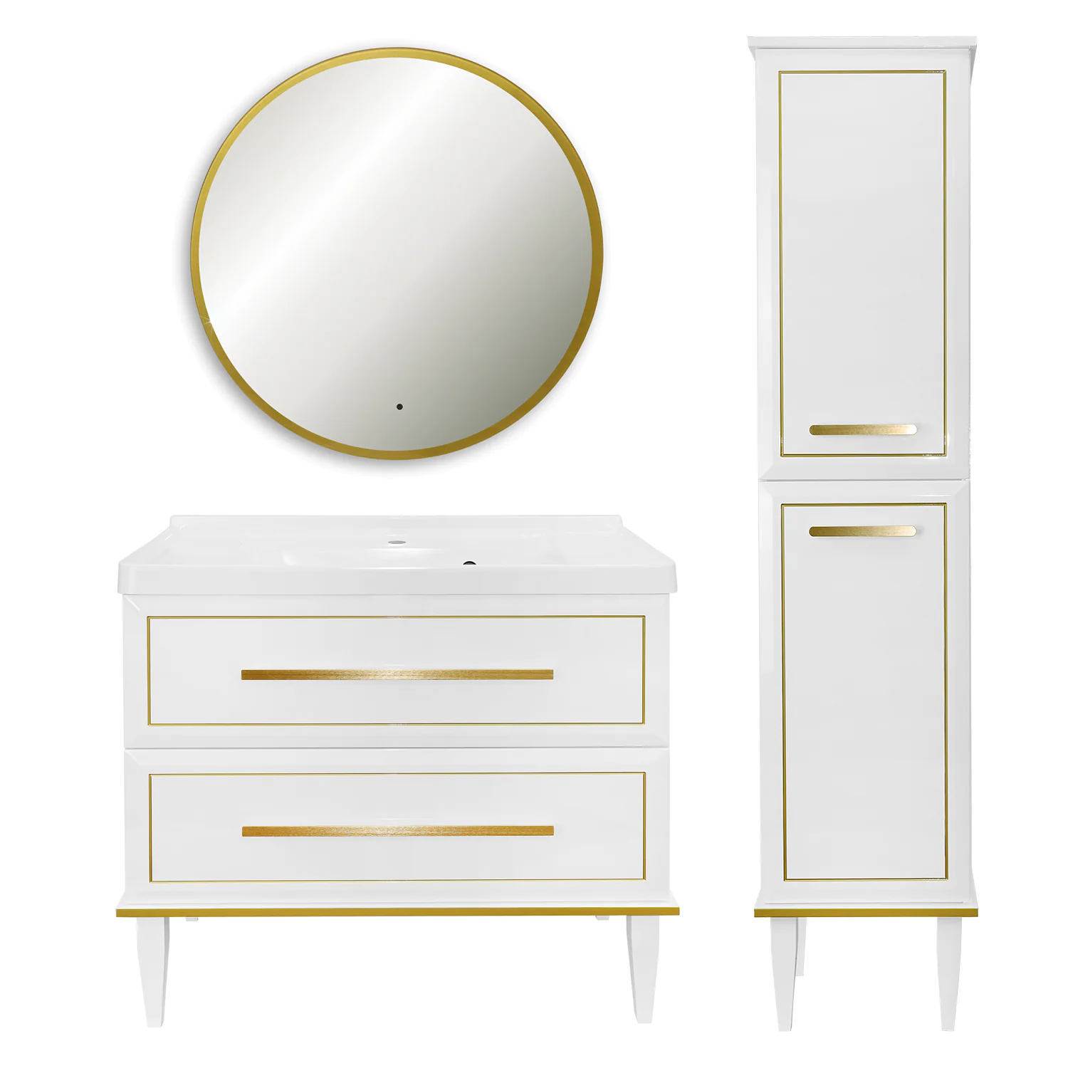 Комплект Тумба Azario VEGA 90/2Н 900х500х880 напольная, с раковиной VEGA 90, белый глянец/золото (CS00096978) — фото №5