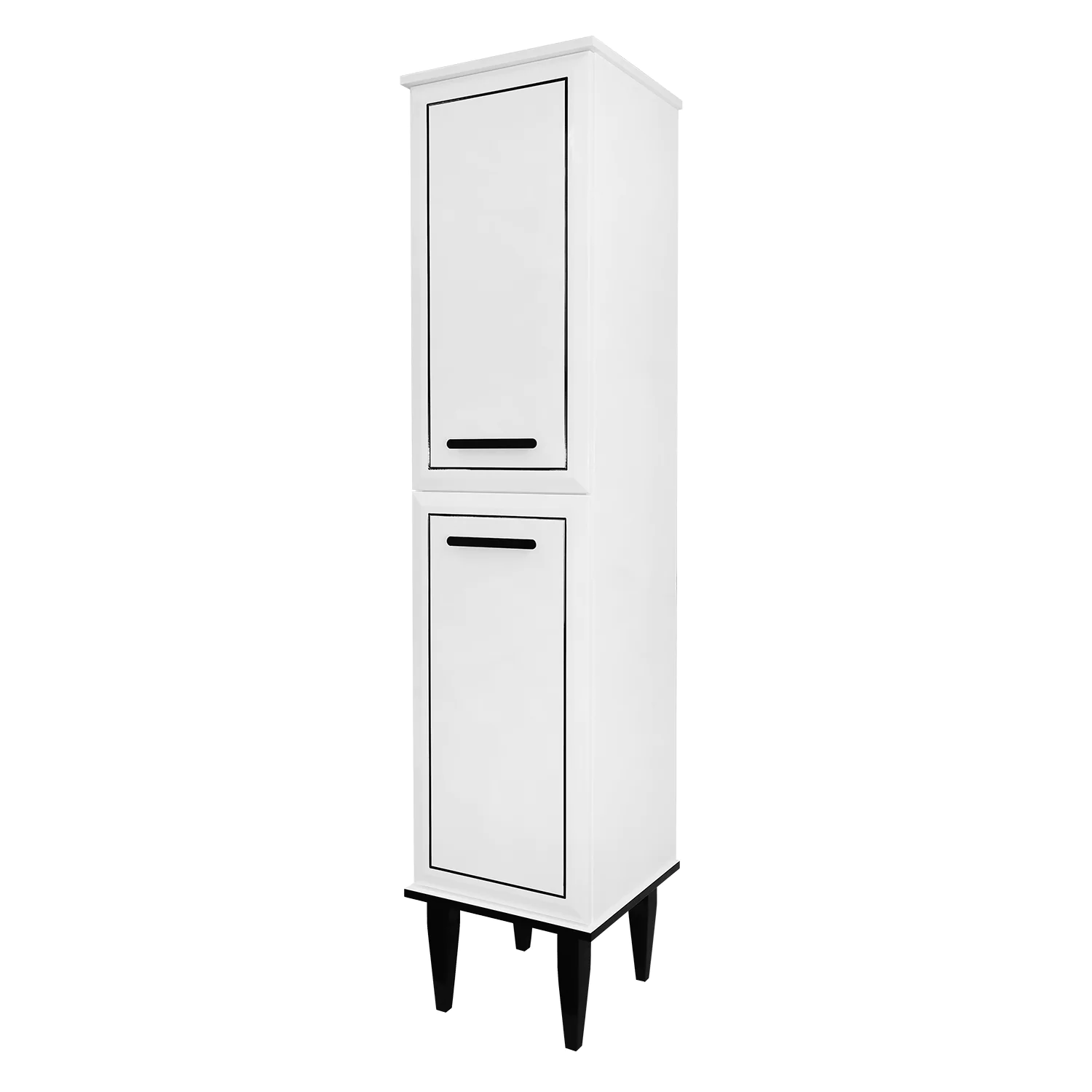 Пенал Azario VEGA 380х380х1820 напольный, левосторонний, белый глянец/черный (CS00096888) — фото №1