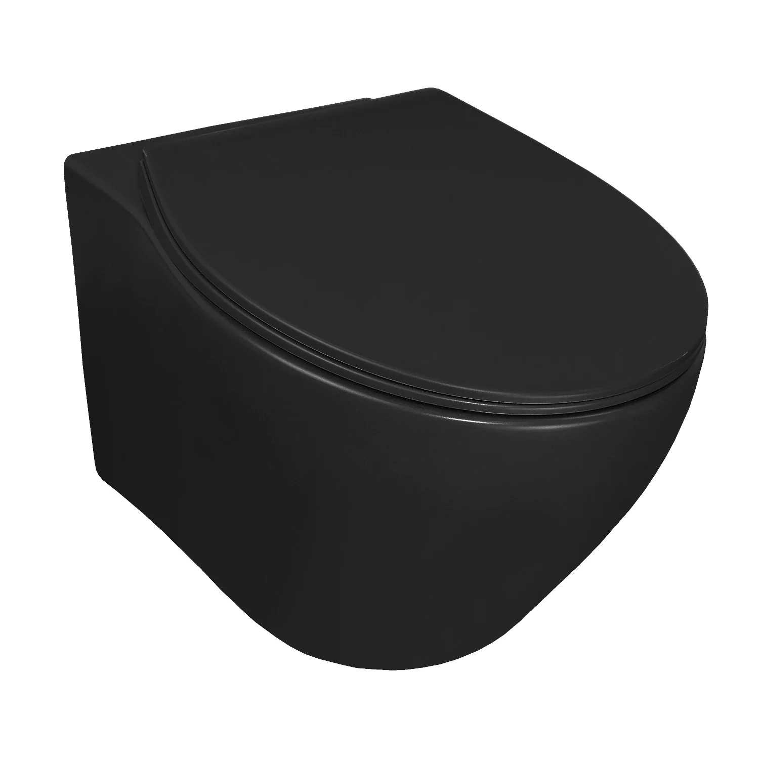 Унитаз подвесной Azario Keras matt black 520х370х360 безободковый, с быстросъемным сиденьем микролифт, черный матовый (AZ-99046B) — фото №2