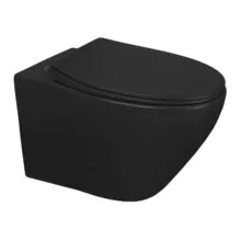 Унитаз подвесной Azario Keras matt black 520х370х360 безободковый, с быстросъемным сиденьем микролифт, черный матовый (AZ-99046B)