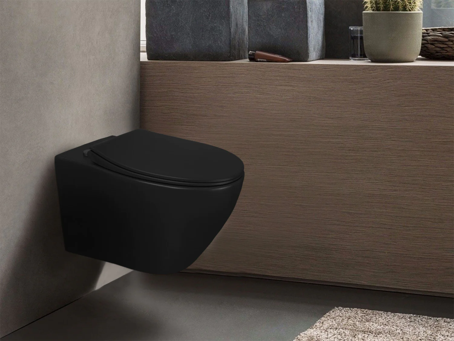 Унитаз подвесной Azario Keras matt black 520х370х360 безободковый, с быстросъемным сиденьем микролифт, черный матовый (AZ-99046B) — фото №11