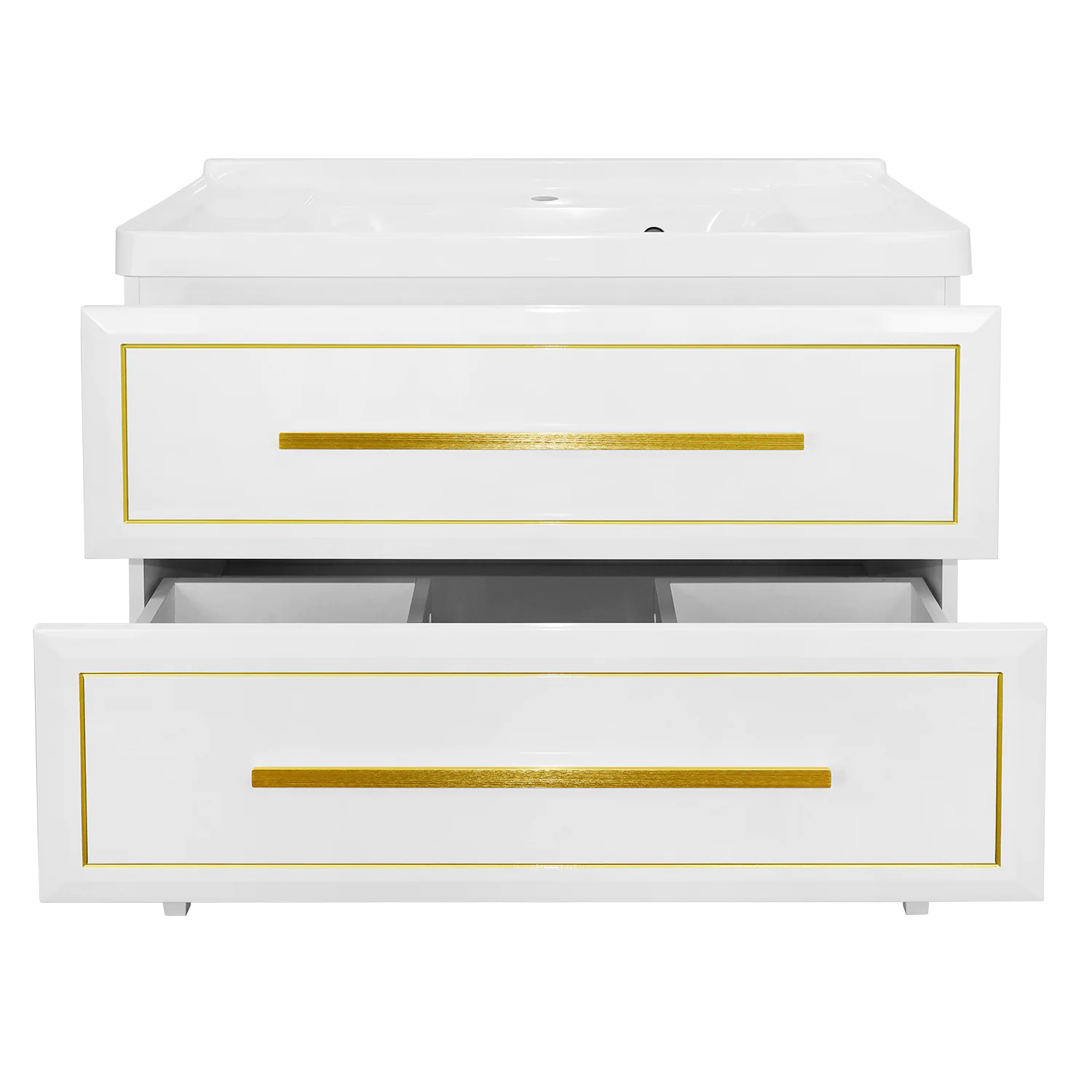 Комплект Тумба Azario VEGA 90/2Н 900х500х880 напольная, с раковиной VEGA 90, белый глянец/золото (CS00096978) — фото №4