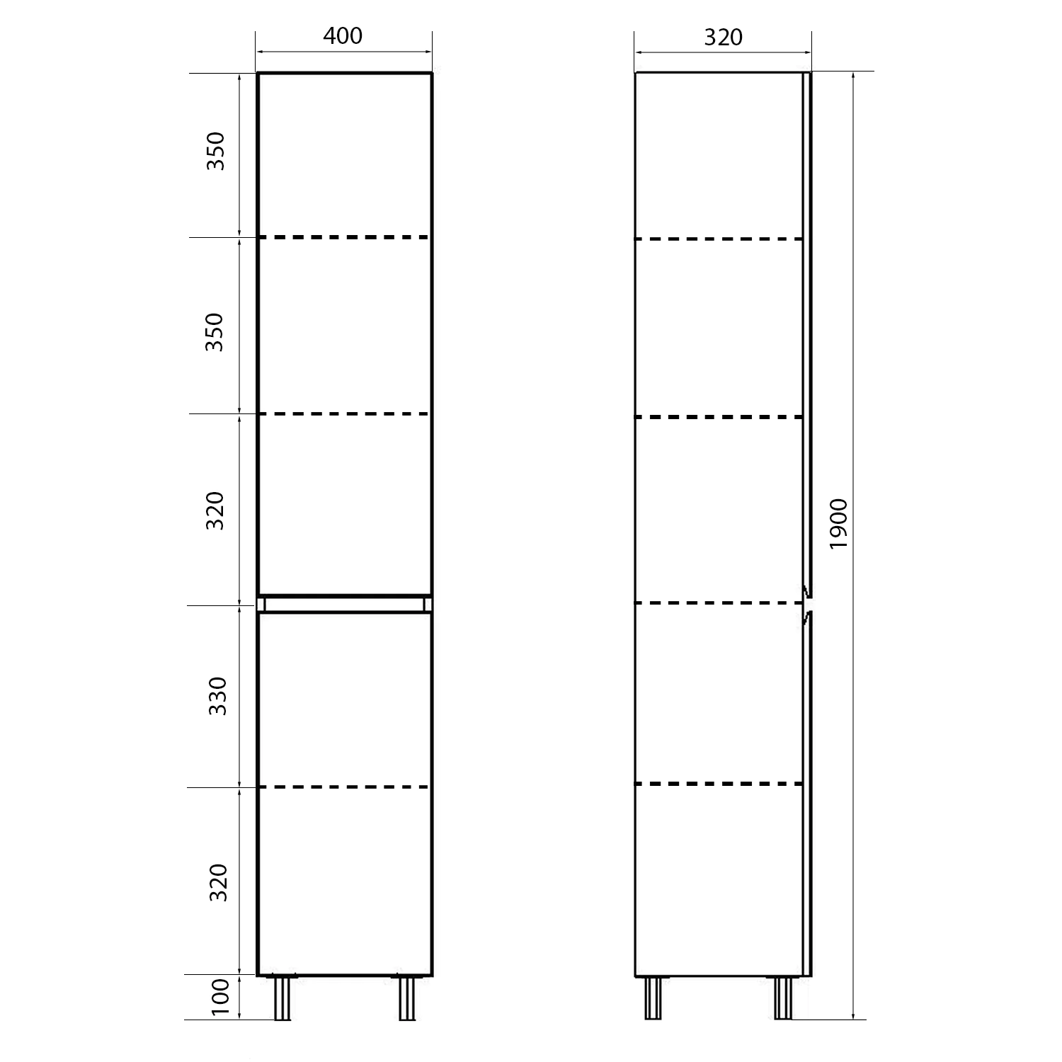 Пенал Azario Viola 40 400х320х1900 напольный, фисташковый (CS00096745) — фото №5