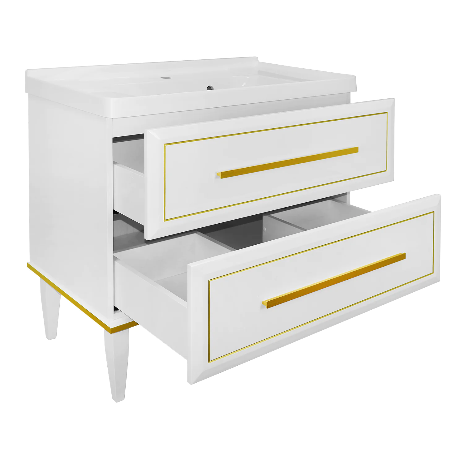 Комплект Тумба Azario VEGA 90/2Н 900х500х880 напольная, с раковиной VEGA 90, белый глянец/золото (CS00096978) — фото №2
