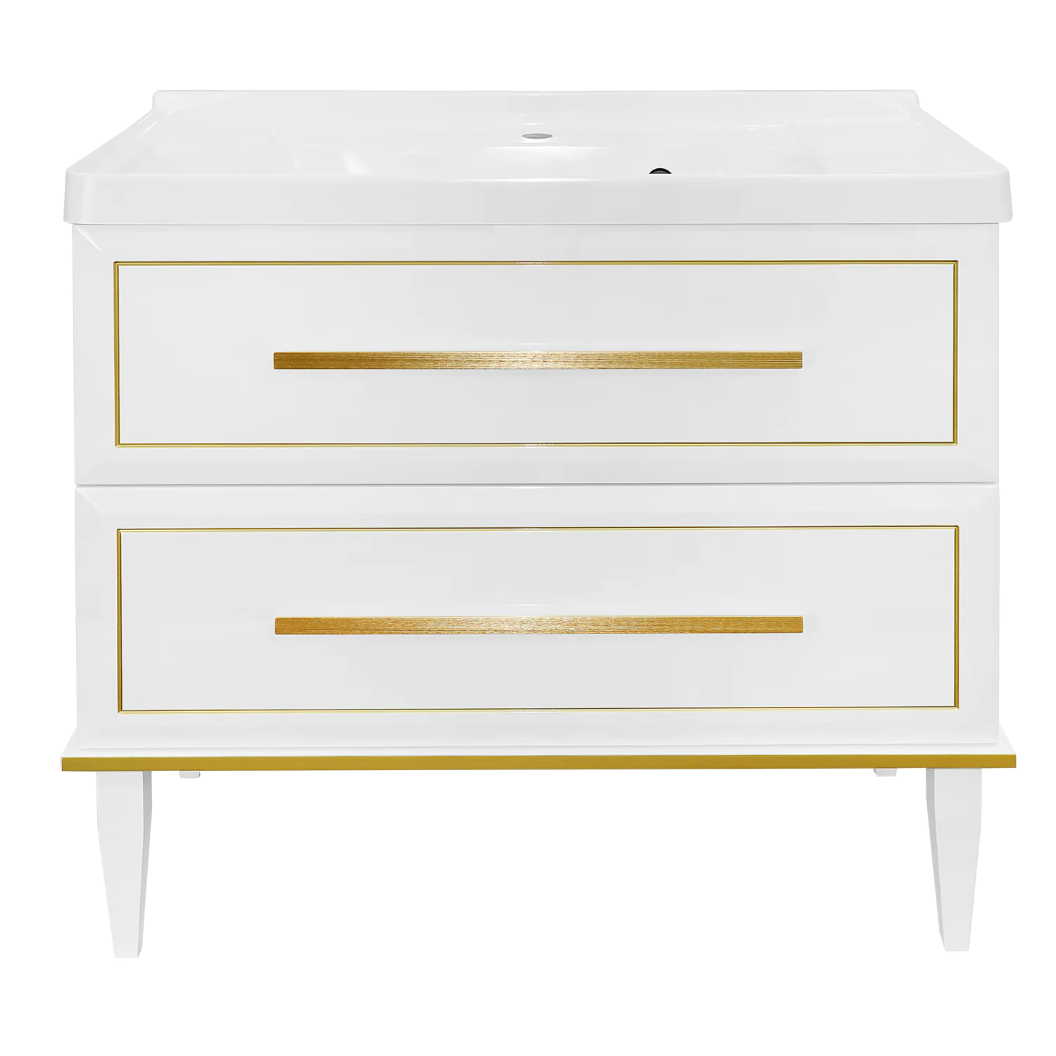 Комплект Тумба Azario VEGA 90/2Н 900х500х880 напольная, с раковиной VEGA 90, белый глянец/золото (CS00096978) — фото №3