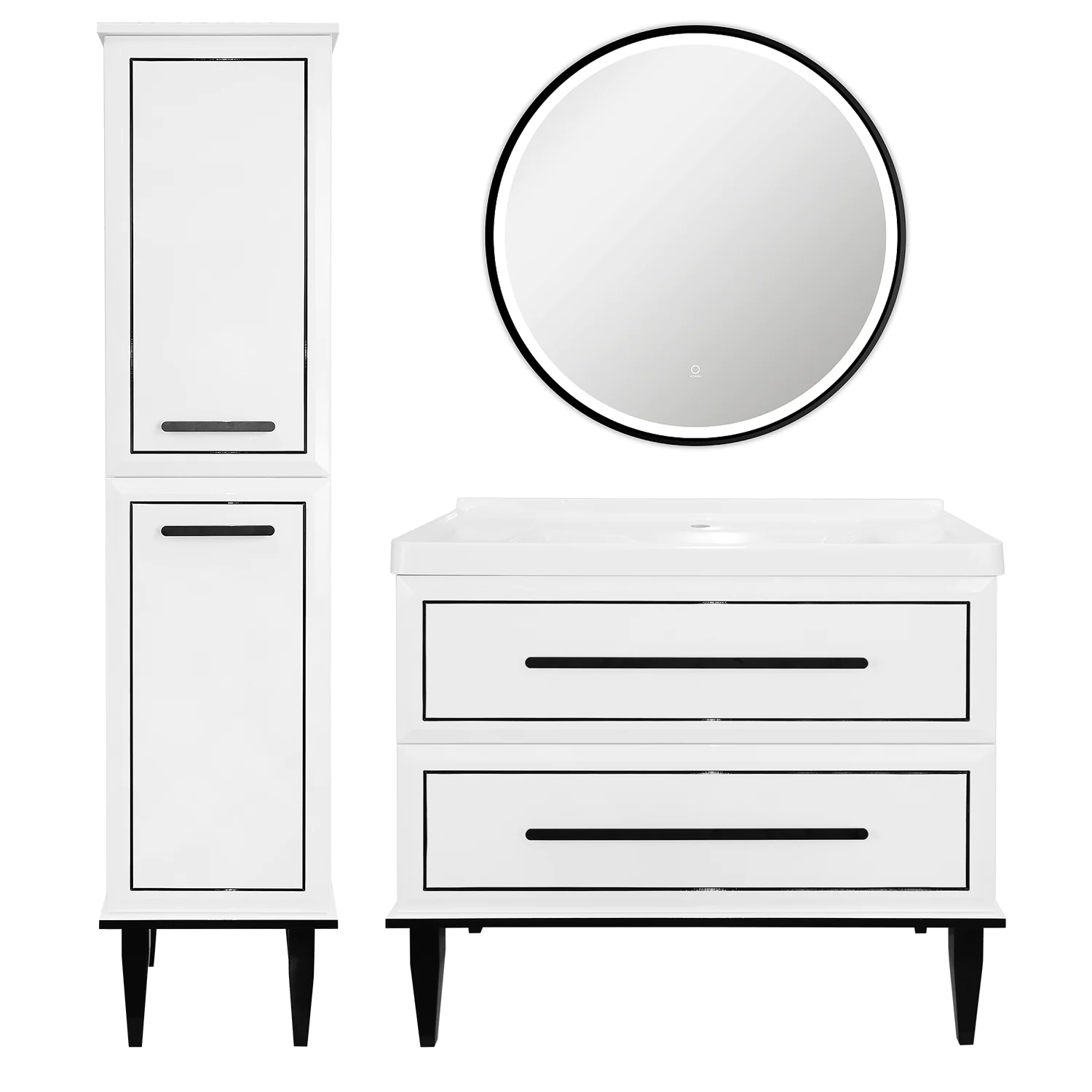 Пенал Azario VEGA 380х380х1820 напольный, левосторонний, белый глянец/черный (CS00096888) — фото №5