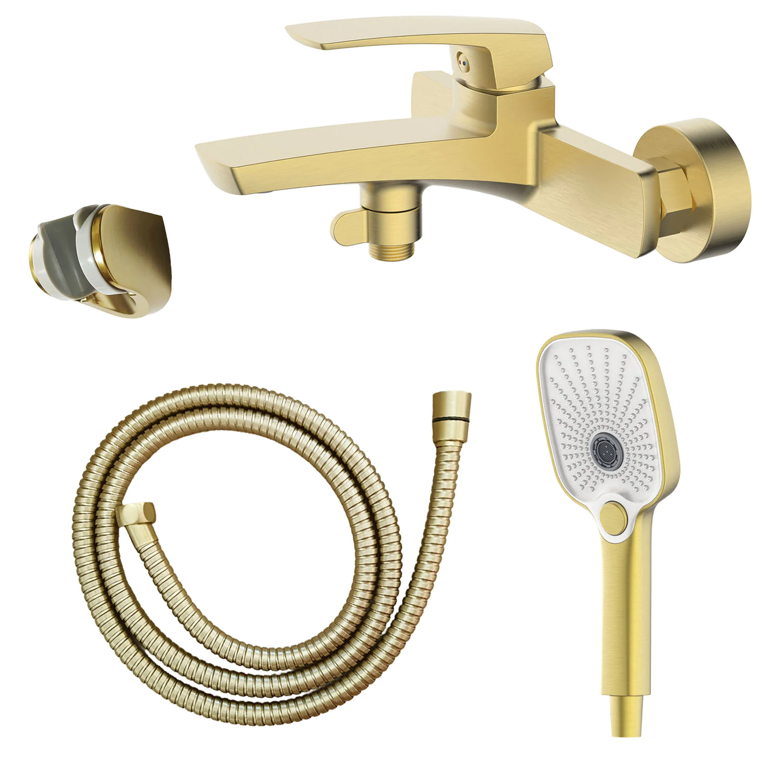 Смеситель для ванны Azario Conda с ручным душем, керамический картридж, шланг 150 см, золото матовое (AZ-K3011MG) — фото №1
