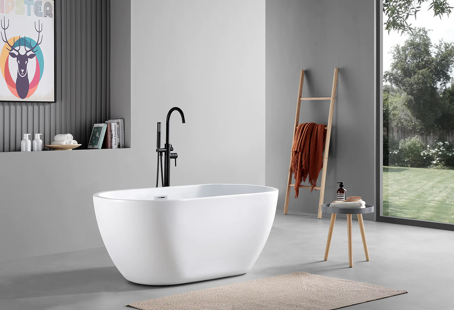 Ванна акриловая Azario BLANCA 1500x750x580 отдельностоящая, в комплекте с сифоном и металлической рамой, цвет белый (AZ-6602-15075) — фото №4