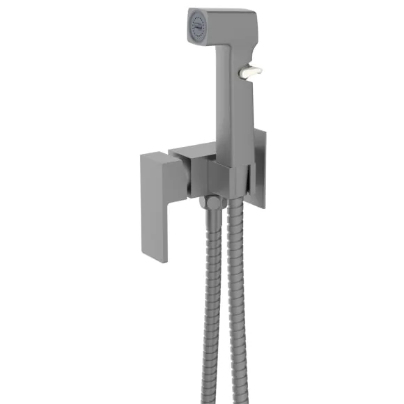 Гигиенический душ Azario Graves со смесителем, керамический картридж, скрытый монтаж, шланг 150 см, графит (AZ-KFX03GR)