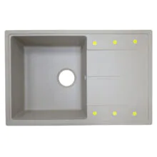 Кухонная мойка AZARIO Izmir 740х480х197 кварцевая, прямоугольная, сифон в комплекте, цвет Песочный (CS00097682)