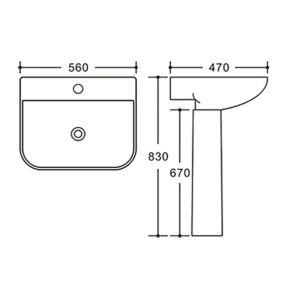 Раковина Azario SETA 560х470х830 на пьедестале, белый (AZ-5002) — фото №5