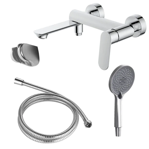 Cмеситель для ванны Azario Alanti с ручным душем, керамический картридж, шланг 150 см, хром (AZ-K3032)