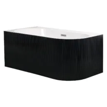 Ванна акриловая Azario LAGO BLANCO BLACK 1700х750х580 пристенная, левосторонняя, в комплекте с сифоном и металлической рамой, белый глянец/черный матовый (AZ-6724-1CLB 17075)