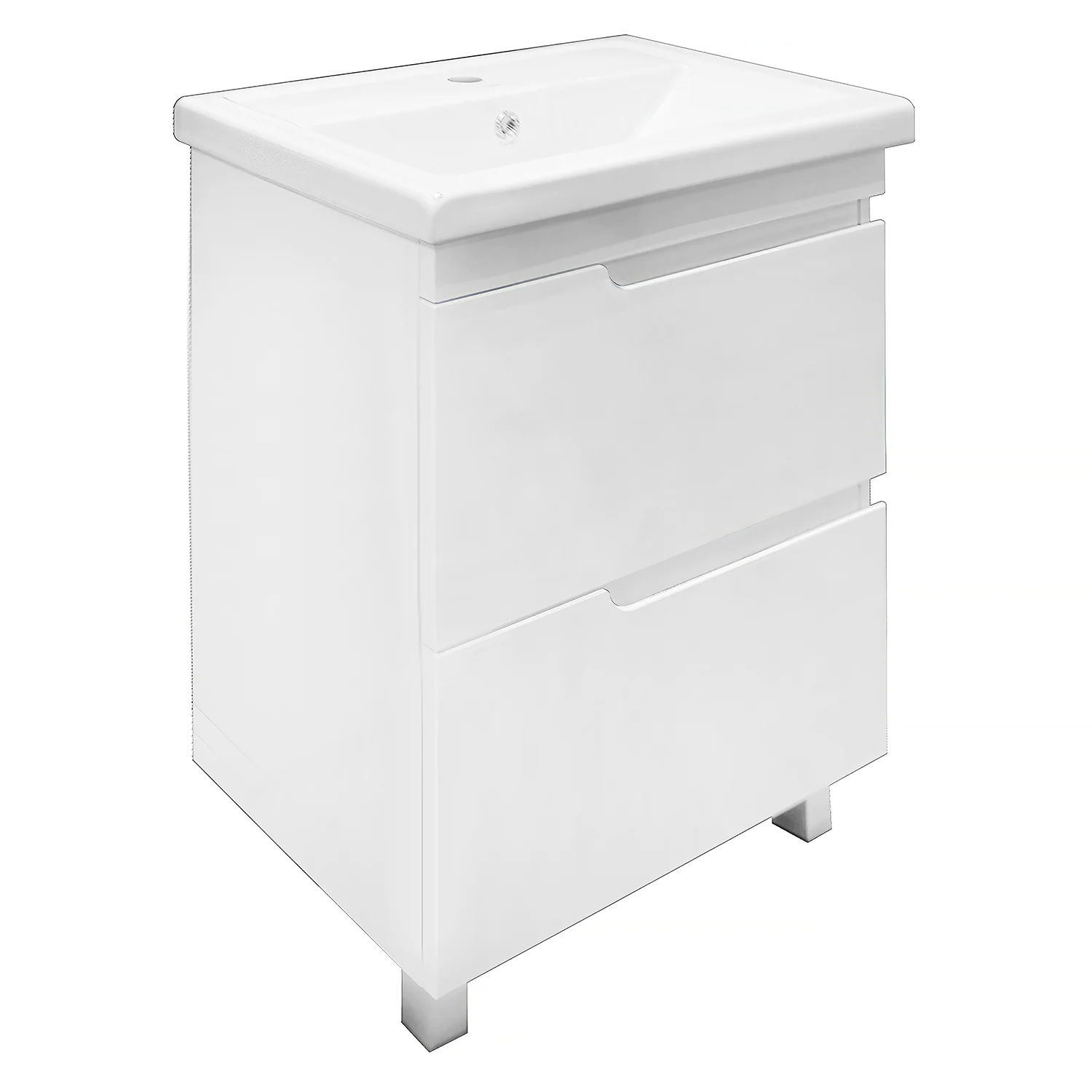 Комплект Тумба Azario KANTRI 60/2Н 605х405х870 напольная, с раковиной Фостер 60, белый глянец (CS00097250) — фото №1