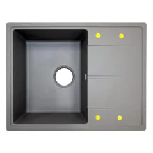 Кухонная мойка AZARIO Tavas 620х480х197 кварцевая, прямоугольная, сифон в комплекте, цвет Серый (CS00097671)