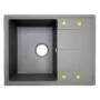 Кухонная мойка AZARIO Tavas 620х480х197 кварцевая, прямоугольная, сифон в комплекте, цвет Серый (CS00097671)