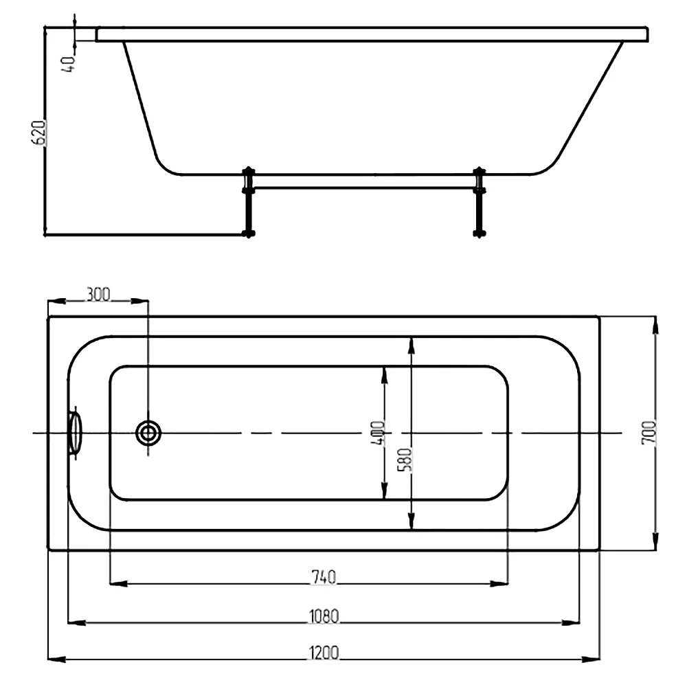 Ванна акриловая Azario BELLA 120*70 см, пристенная, прямоугольная, белый (AV.0020120) — фото №9