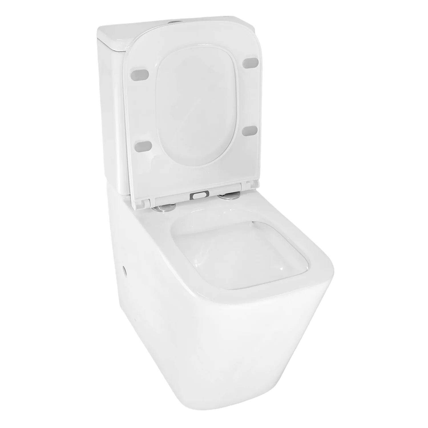 Унитаз-компакт Azario Quadro 340х605х810 напольный, безободковый, с быстросъемным сиденьем микролифт, дюропласт (AZ-2175-1) — фото №4