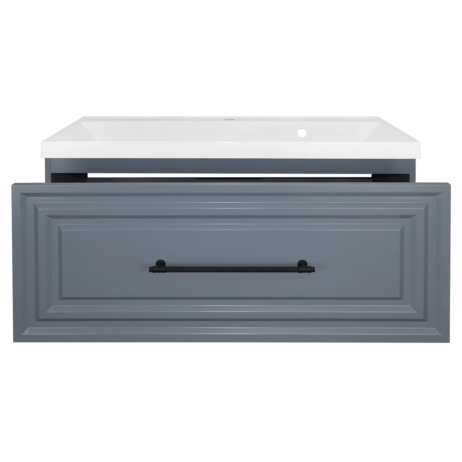 Комплект Тумба Azario LAURA 100 1000х450х455 подвесная, с раковиной CLASSIK 100, серый матовый, фурнитура черная (CS00104005) — фото №4