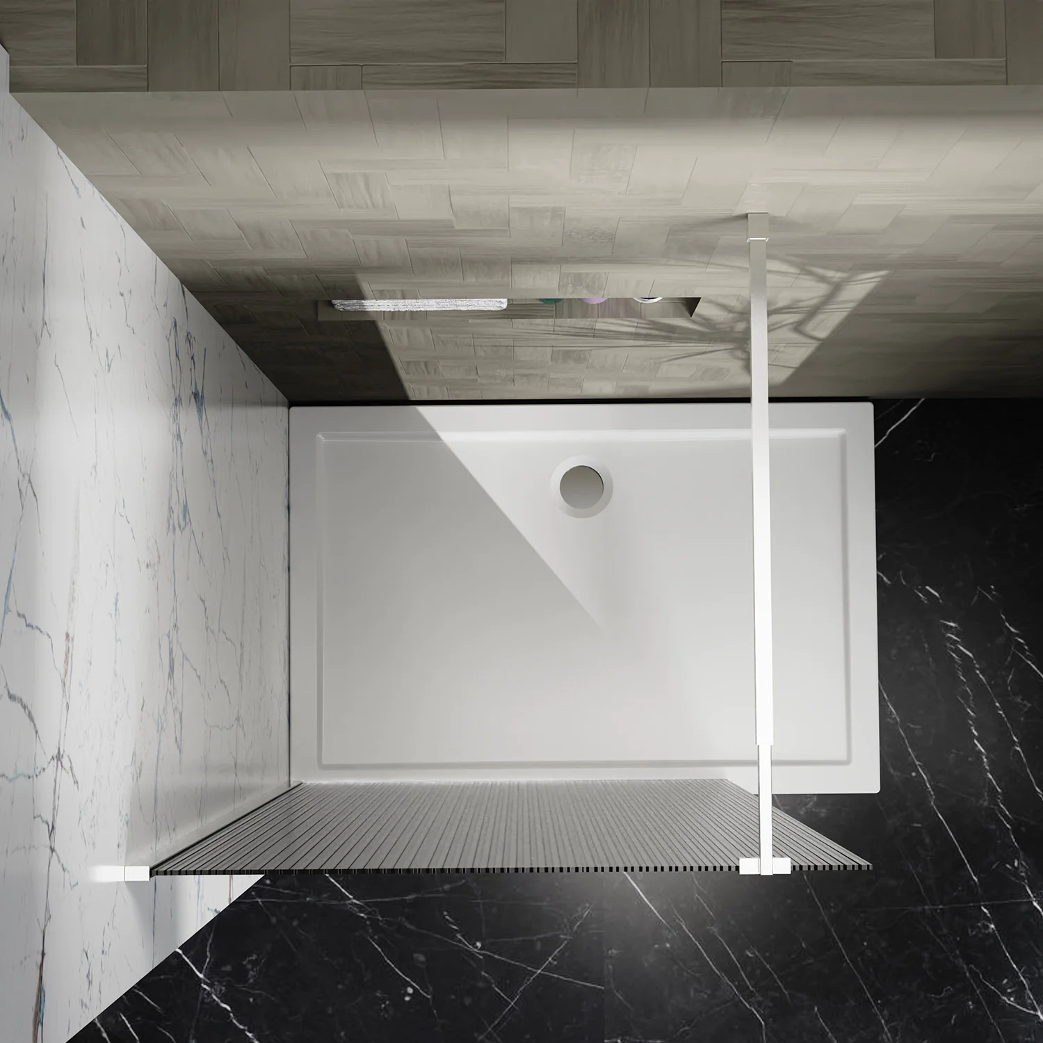 Душевая перегородка Azario Walk-in 1100х1950 рифленое стекло 8 мм, профиль черный матовый (AZ-251-110-MB-CRF) — фото №3