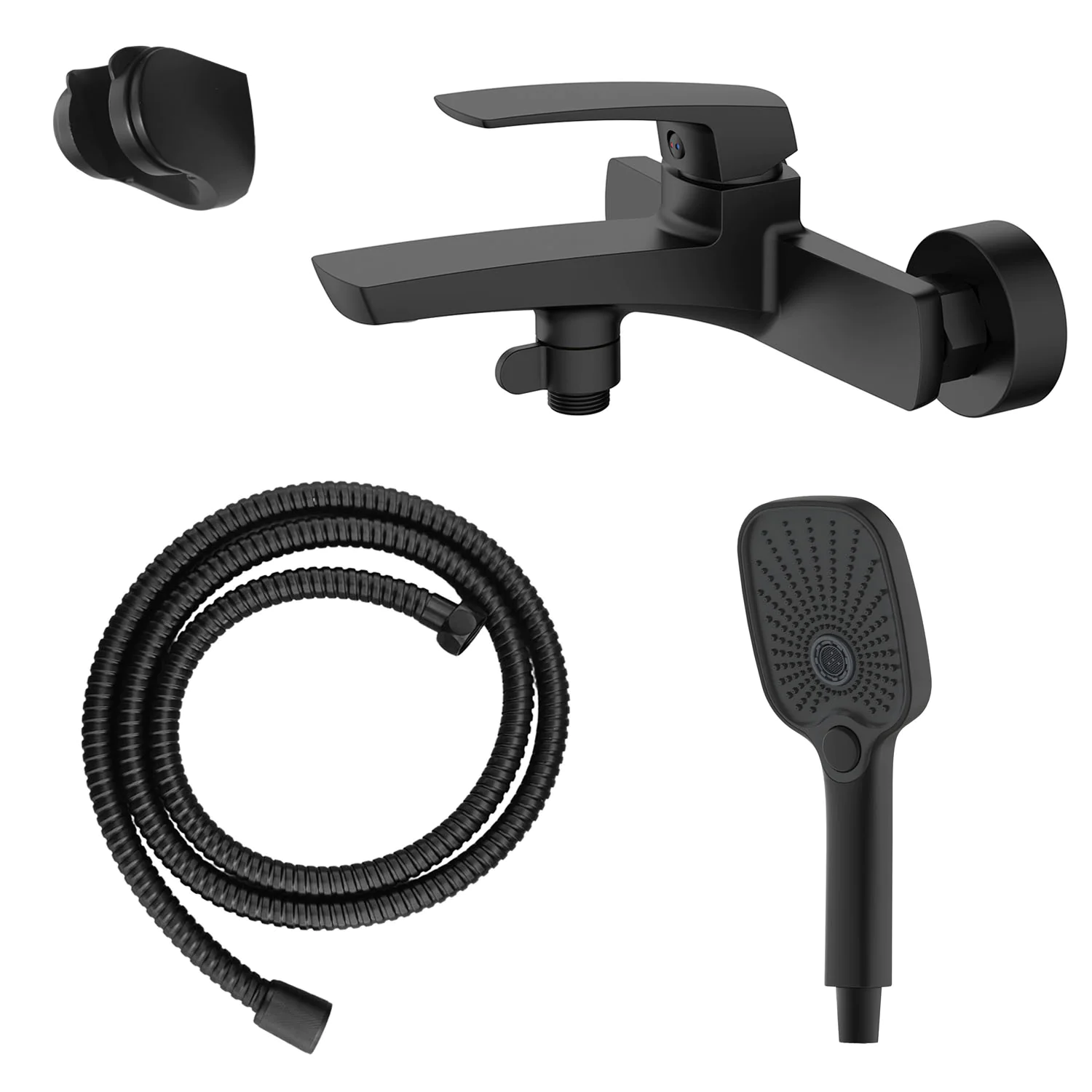 Смеситель для ванны Azario Conda с ручным душем, керамический картридж, шланг 150 см, черный матовый (AZ-K3011B) — фото №1