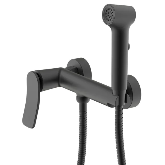 Гигиенический душ Azario Escaro со смесителем, керамический картридж, шланг 150 см, черный матовый (AZ-K2574B)