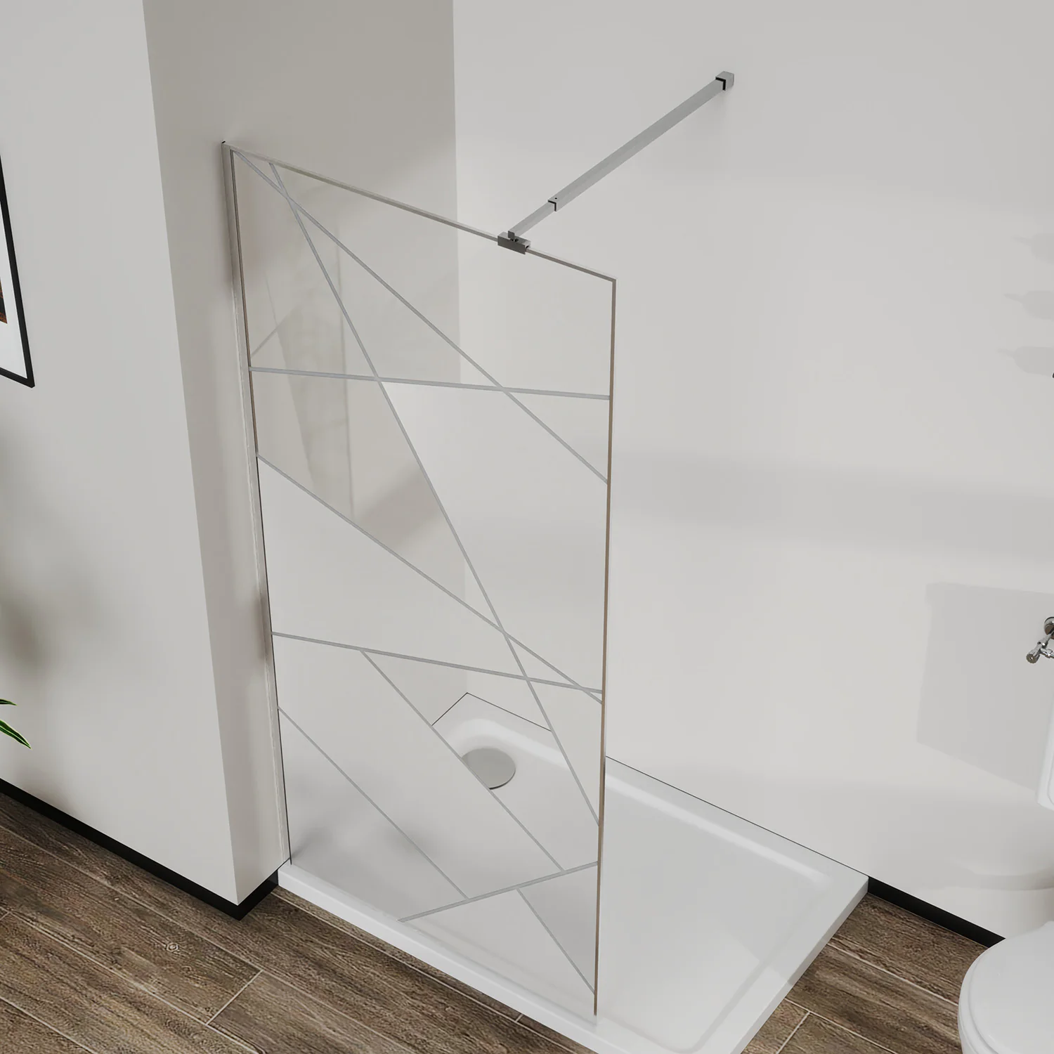 Душевая перегородка Azario Walk-in 900×1950 в рамке, графический принт, толщина стекла 8 мм, профиль черный матовый (AZ-271-90-MB-CGP) — фото №6