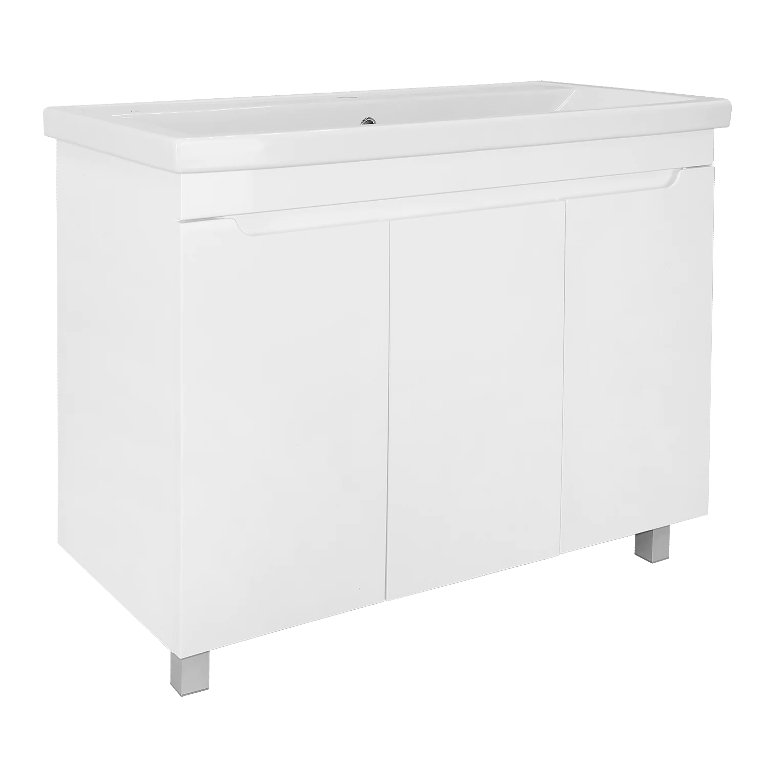 Комплект Тумба Azario KANTRI 100 3ДВ 1005х455х870 напольная, с раковиной Фостер 100, белый глянец (CS00097260) — фото №1