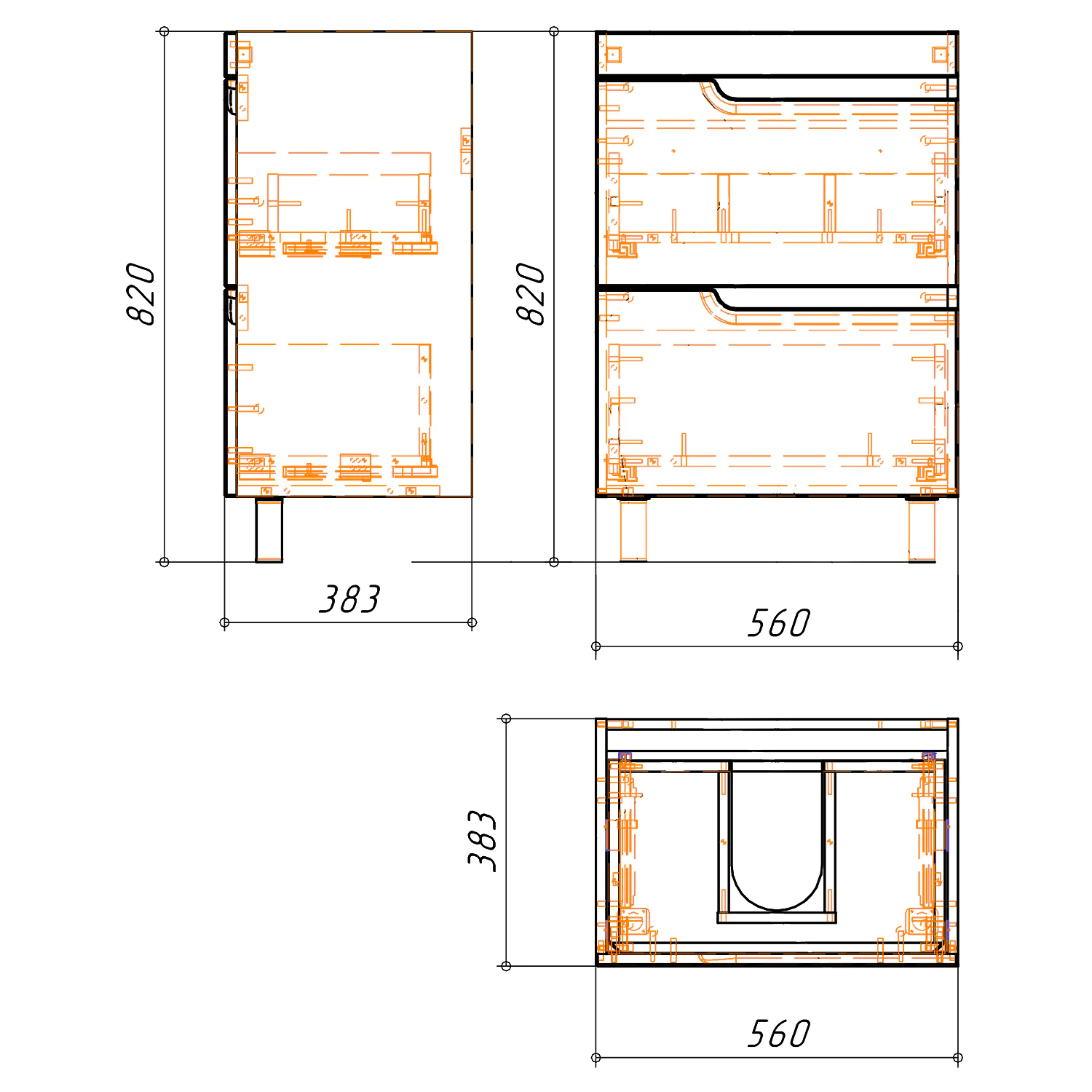 Комплект Тумба Azario KANTRI 60/2Н 605х405х870 напольная, с раковиной Фостер 60, белый глянец (CS00097250) — фото №8