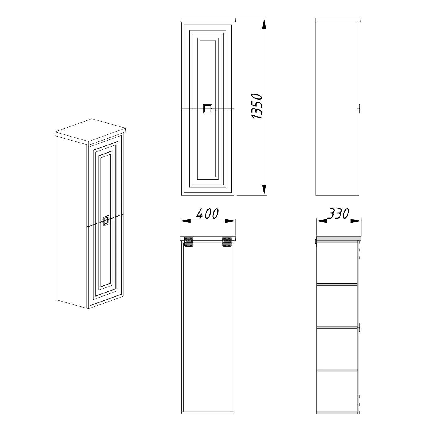 Пенал подвесной Azario ARMARIO 400х330х135 правосторонний, кашемир (CS00096922) — фото №3