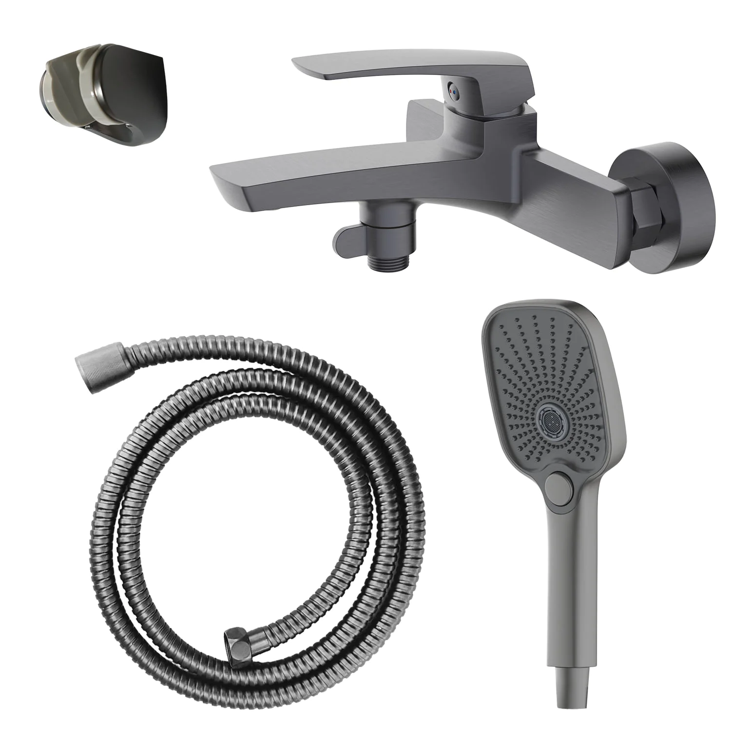 Смеситель для ванны Azario Conda с ручным душем, керамический картридж, шланг 150 см, графит (AZ-K3011GR) — фото №1