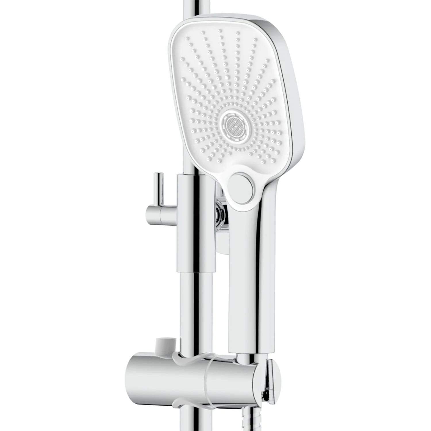 Душевая система Azario Lursy с квадратным тропическим душем, керамический картридж, шланг 150 см, хром (AZ-K2349) — фото №3