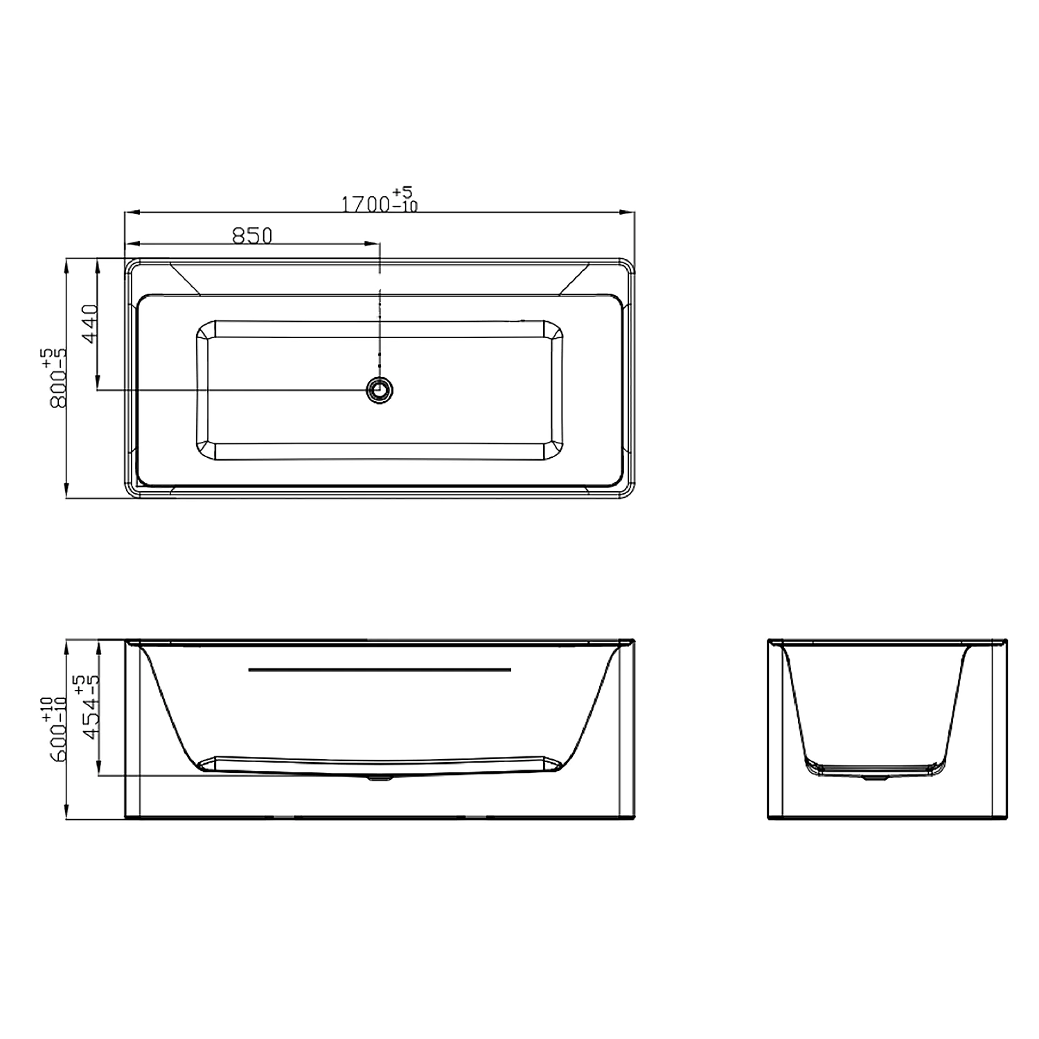 Ванна акриловая Azario Dew 1700x800x600 отдельностоящая, в комплекте с сифоном и металлической рамой (AZ-8673-1.7) — фото №4