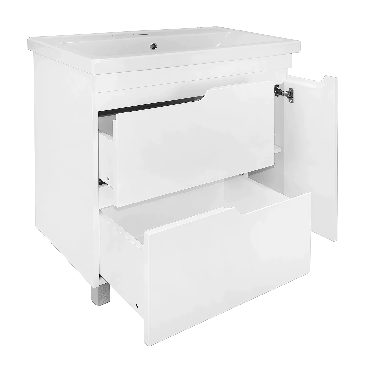 Комплект Тумба Azario KANTRI 80/2Н 800х460х870 напольная, с раковиной Фостер 80, белый глянец (CS00097254) — фото №2