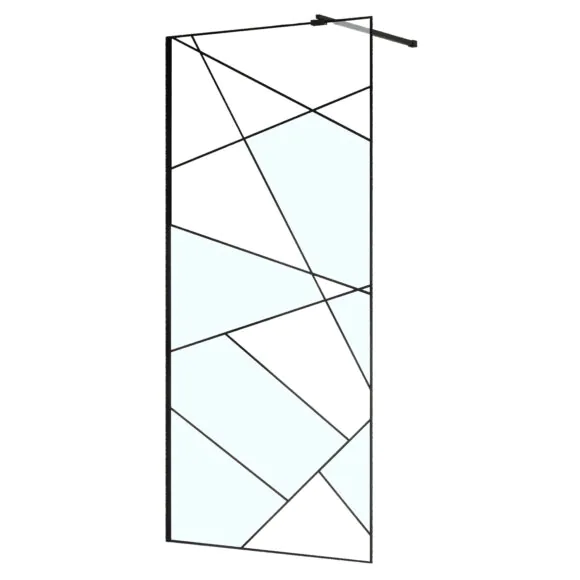 Душевая перегородка Azario Walk-in 1100×1950 в рамке, графический принт, толщина стекла 8 мм, профиль черный матовый (AZ-271-110-MB-CGP)