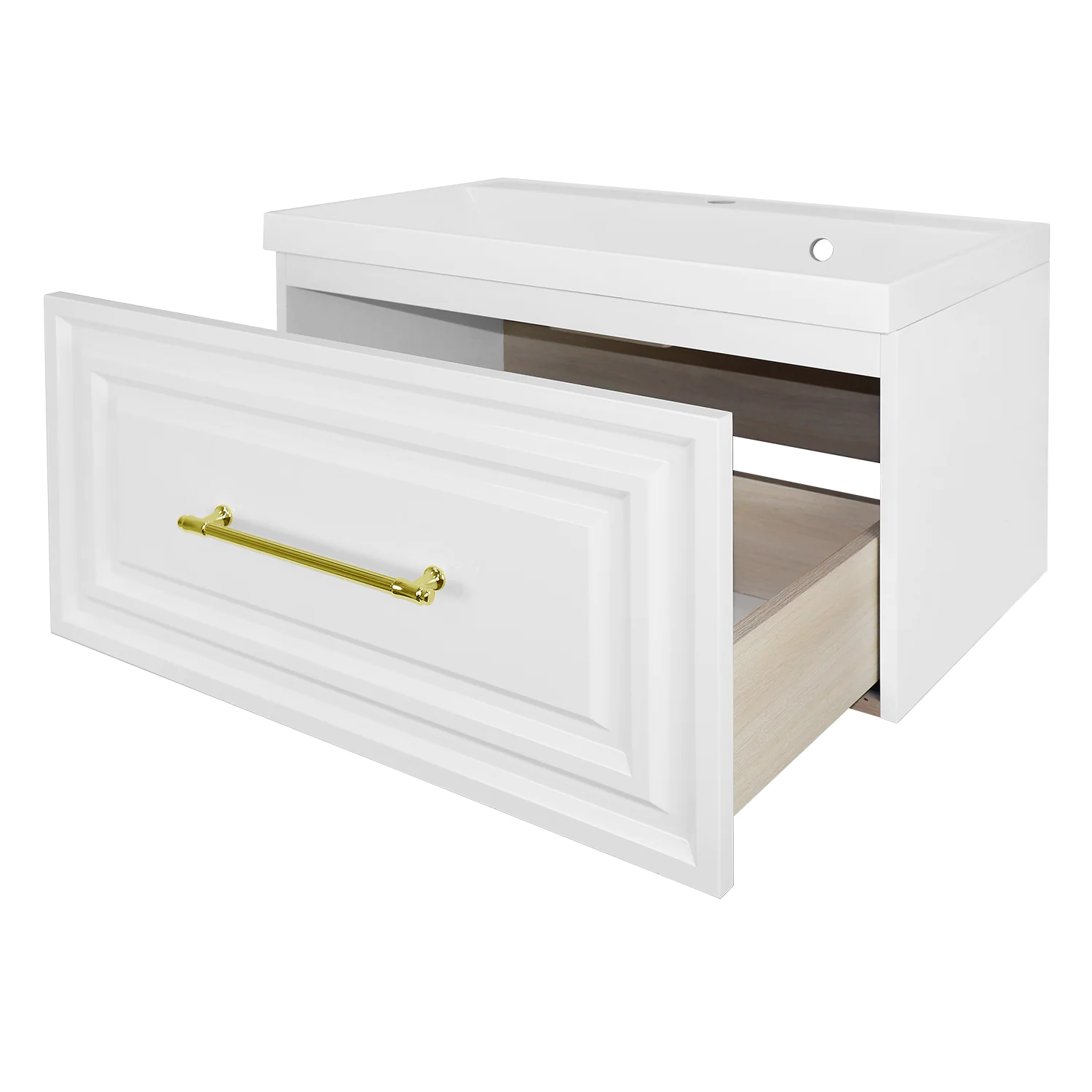 Комплект Тумба Azario LAURA 80/1 800х450х455 подвесная, с раковиной CLASSIK 80, белый глянцевый, фурнитура золото (CS00104009) — фото №2