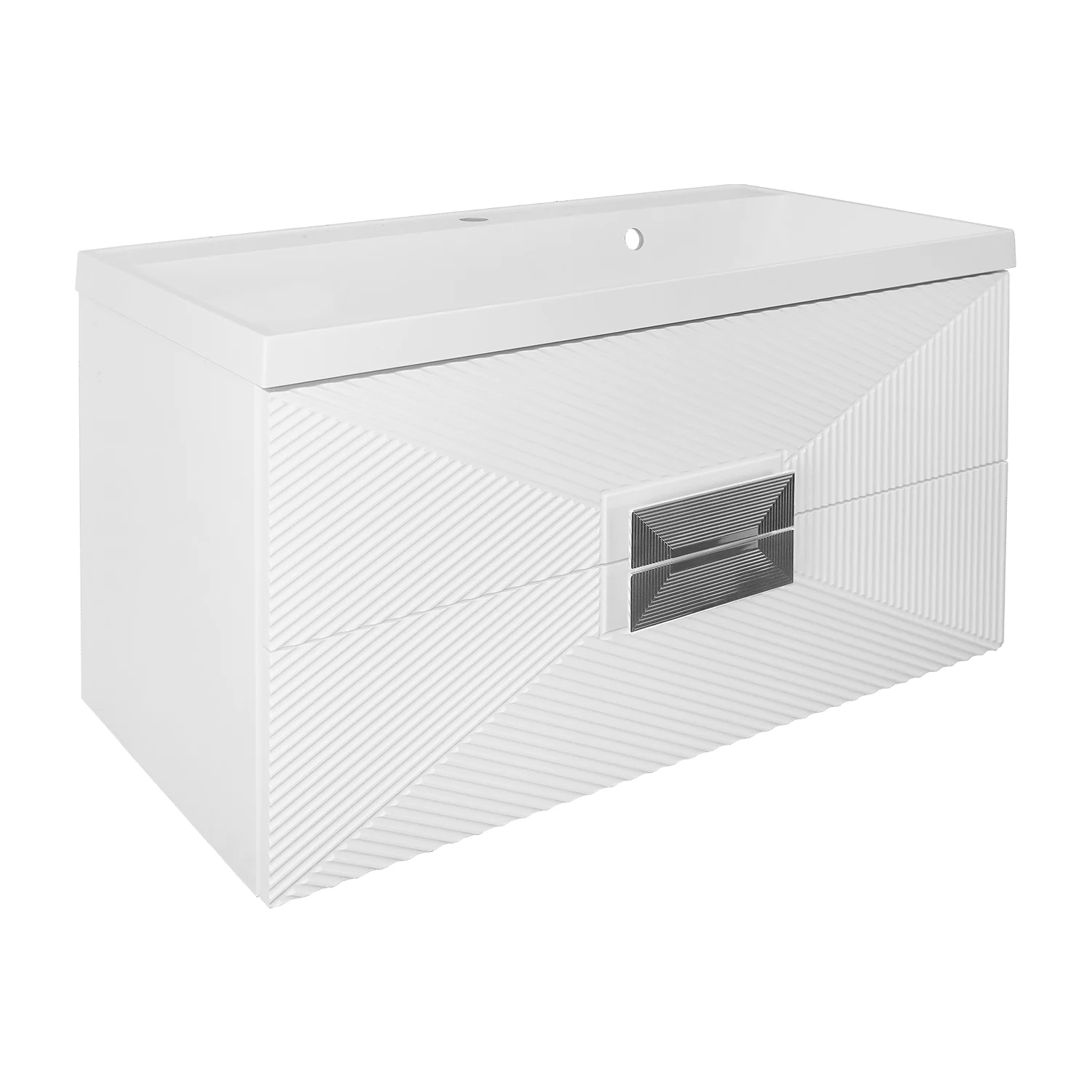 Комплект Azario ZENA Тумба 80/2 800х450х585 подвесная, с раковиной CLASSIK 80, белый глянец, ручка хром (CS00097031) — фото №1