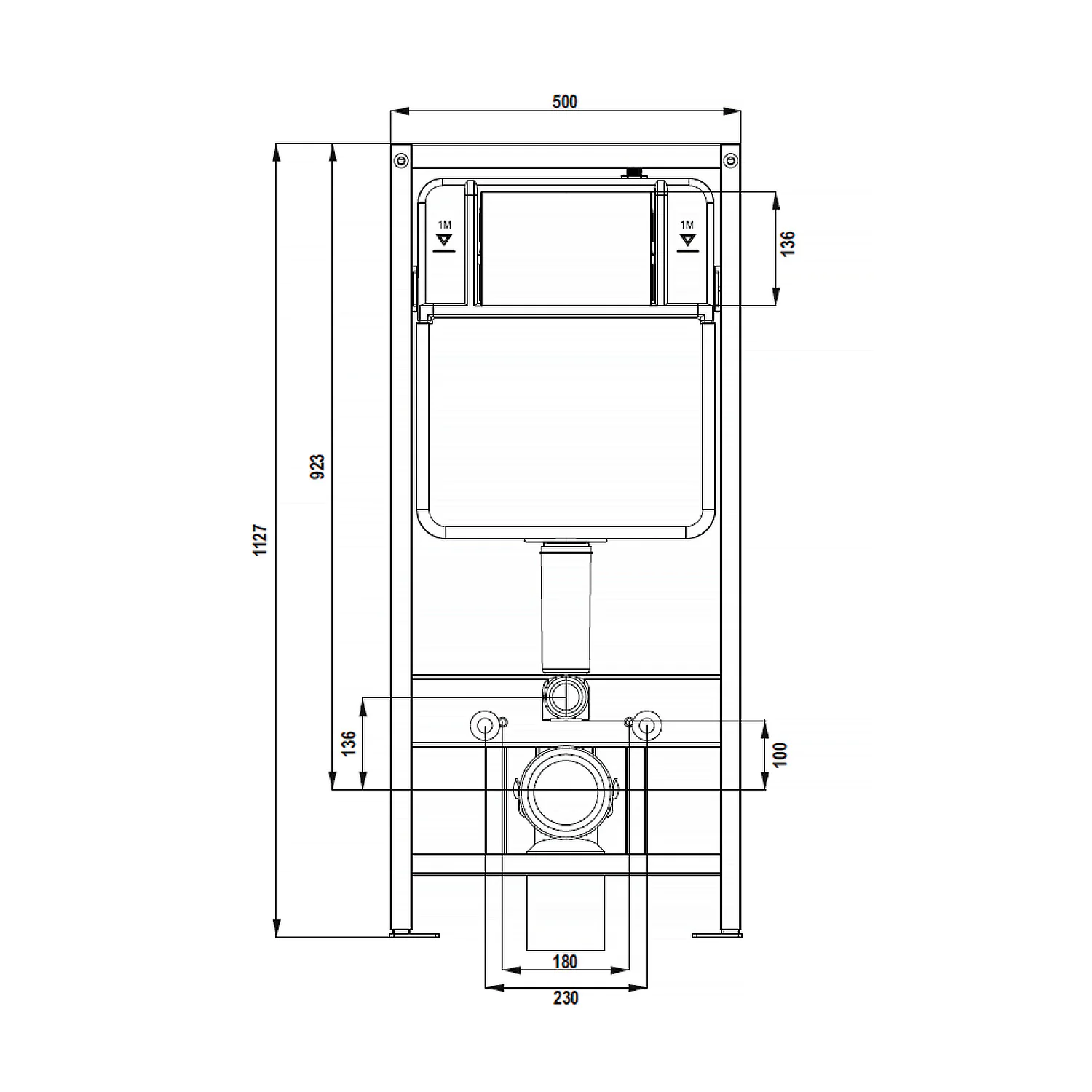 Инсталляция для подвесного унитаза AZARIO NEW-TS 1 500×110×1127, механическая, 3/8л (AZ-TS006T) — фото №6