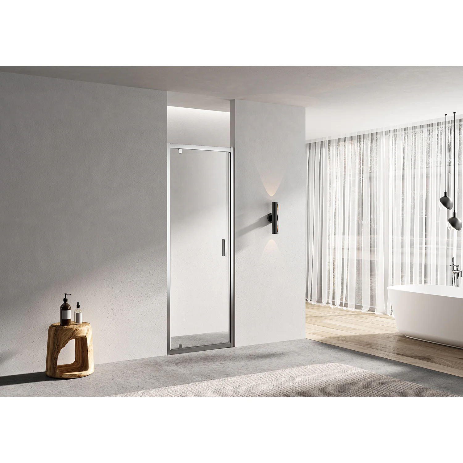 Душевая дверь в нишу Azario MILTON 1000х2000 стекло прозрачное 6 мм, профиль серебро (AZ-NAO6211 1000) — фото №2