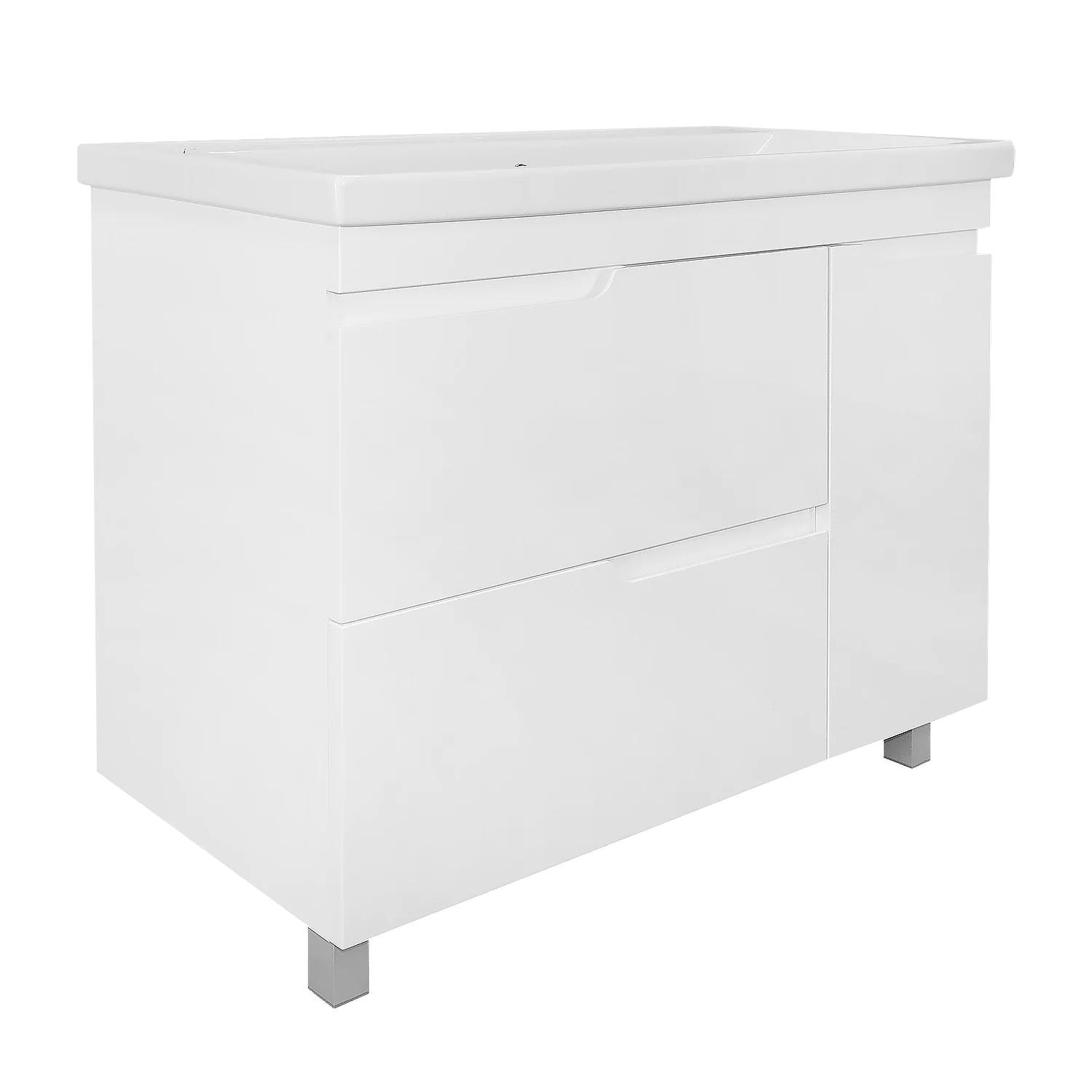 Комплект Тумба Azario KANTRI 100/2Н 1005х455х870 напольная, с раковиной Фостер 100, белый глянец (CS00097259) — фото №1