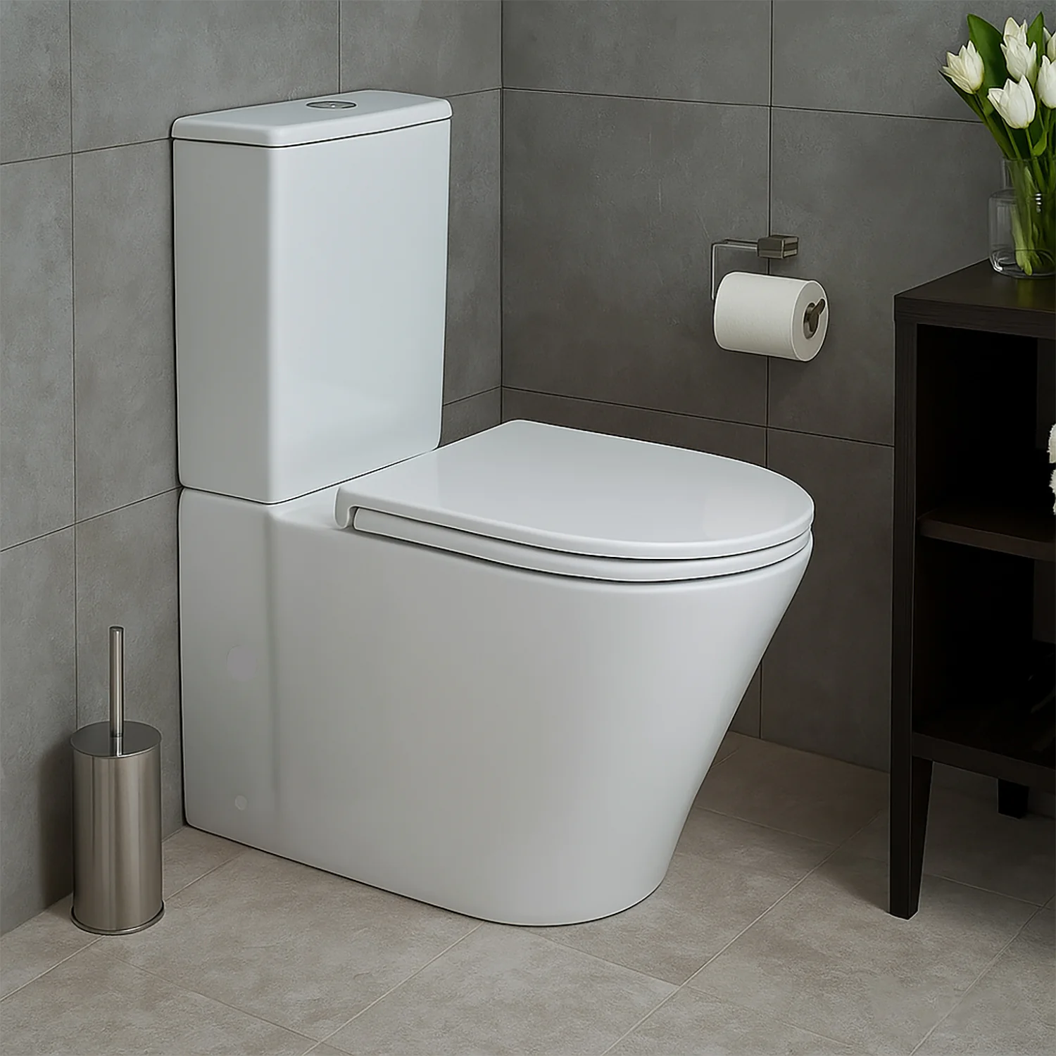 Унитаз-компакт Azario LANDER 410х665х835 напольный, безободковый, в комплекте с быстросъемным сиденьем «Микролифт» (AZ-1299A) — фото №15