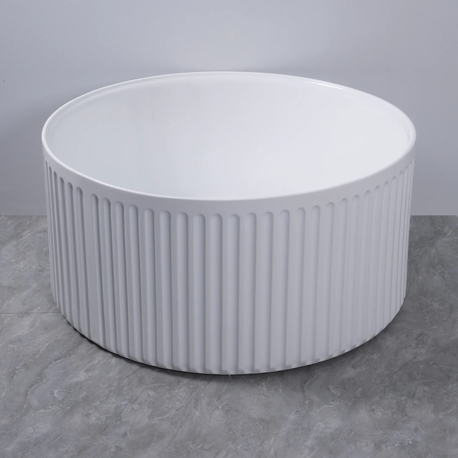 Ванна акриловая Azario GAMMA 1500x1500x580 отдельностоящая, круглая, рифленая, в комплекте с сифоном и металлической рамой, цвет белый (AZ-6707) — фото №2