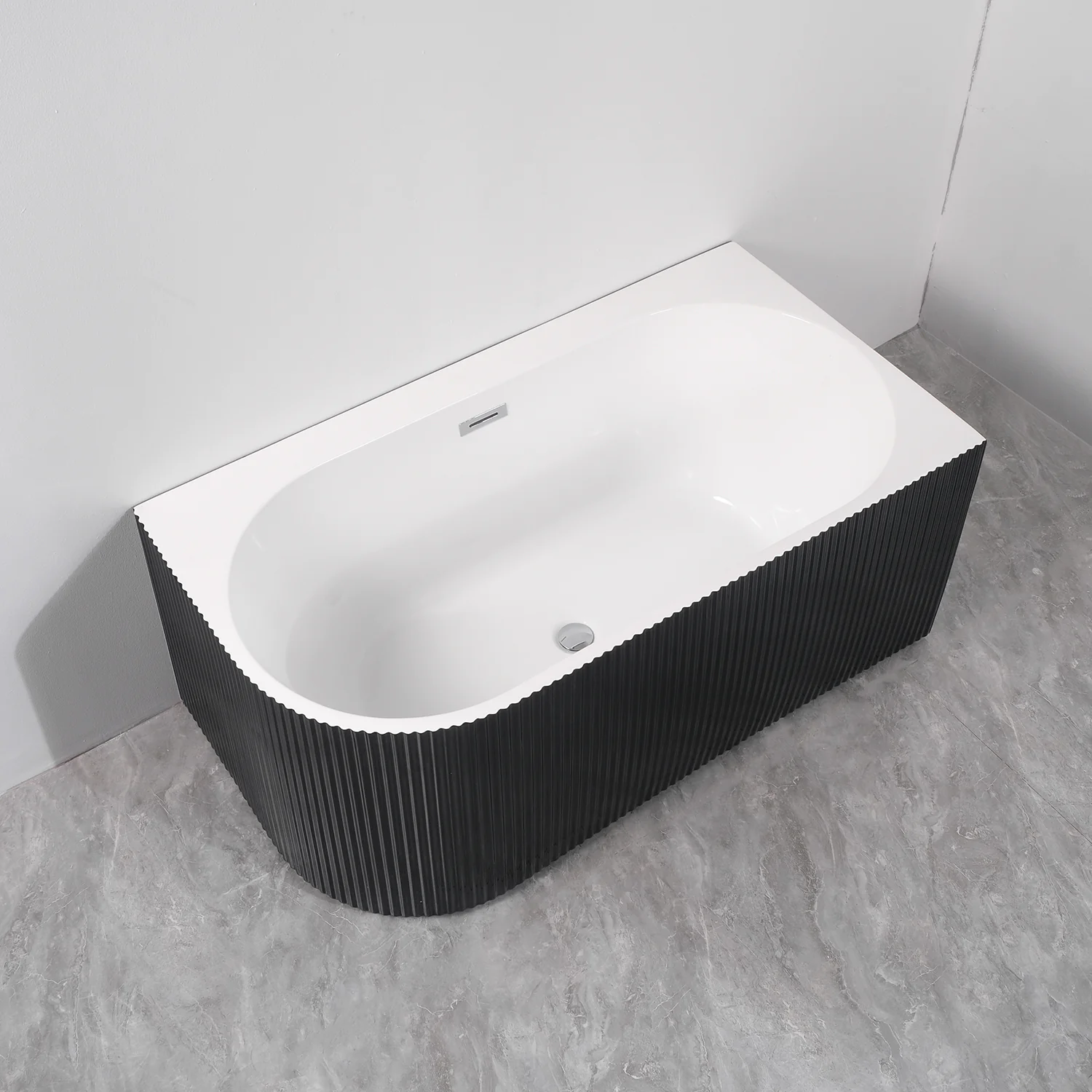 Ванна акриловая Azario LAGO BLANCO BLACK 1700х750х580 пристенная, правосторонняя, в комплекте с сифоном и металлической рамой, белый глянец/черный матовый (AZ-6724-1CRB 17075) — фото №5