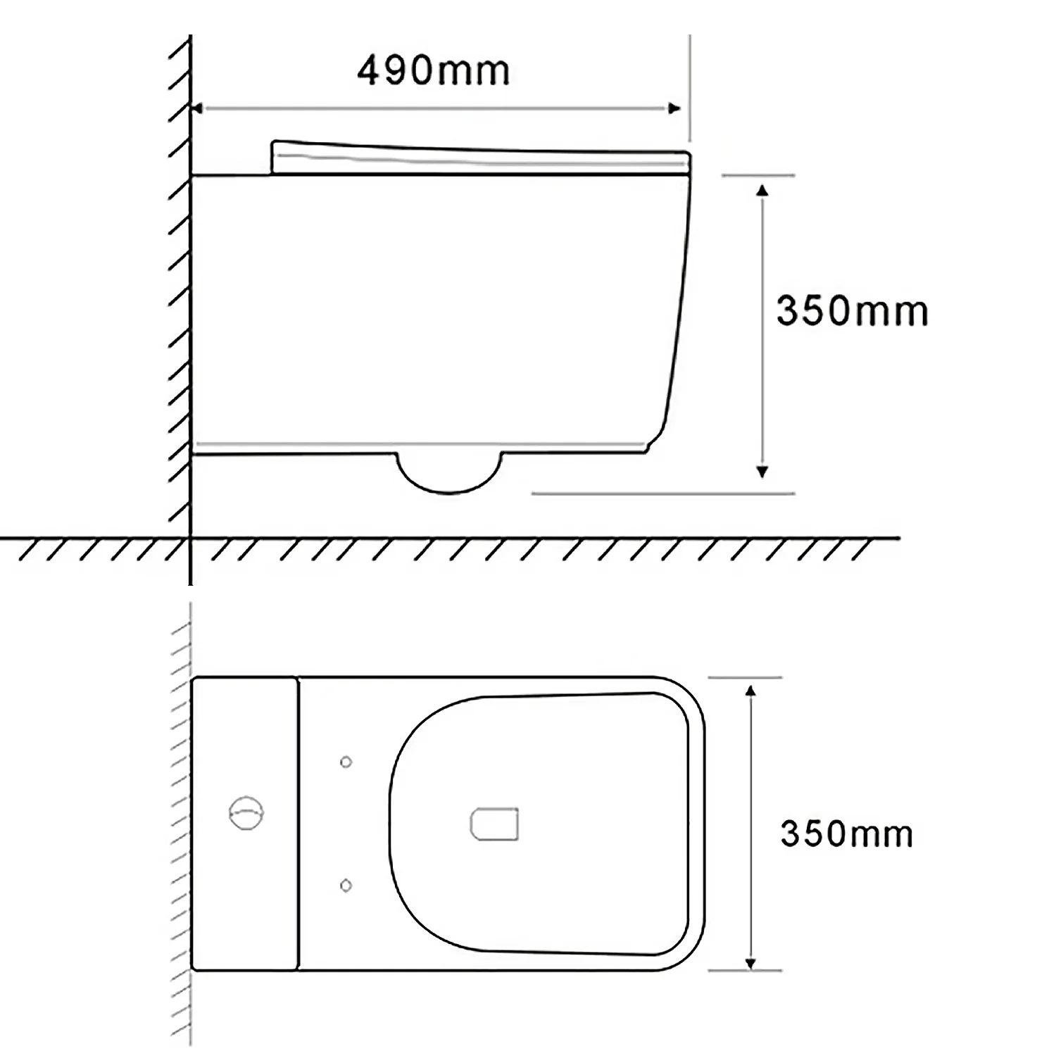 Унитаз подвесной Azario RIANO 350х490х350 безободковый, слив «Скрытое Торнадо», с быстросъемным сиденьем микролифт (AZ-2808E) — фото №15
